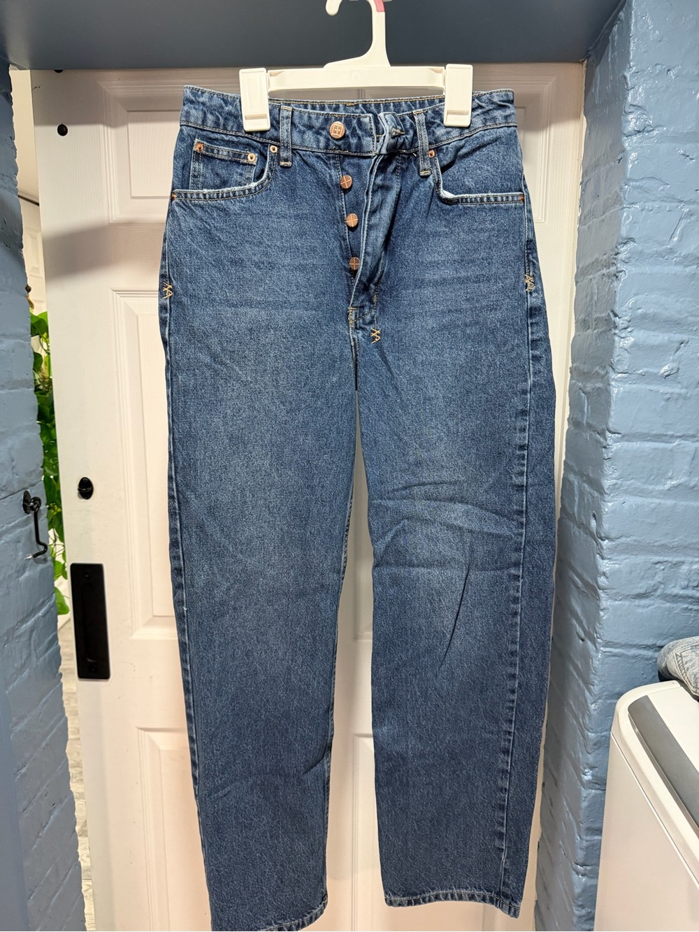 Ksubi Women Straight Leg Jeans in Medium Blue Wash